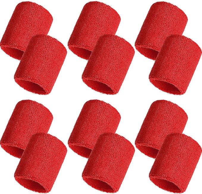 12 Pack Sweatbands Sports Wristband Cotton Sweat Band for Men and Women, Good for Tennis, Basketball, Running, Gym, Working Out