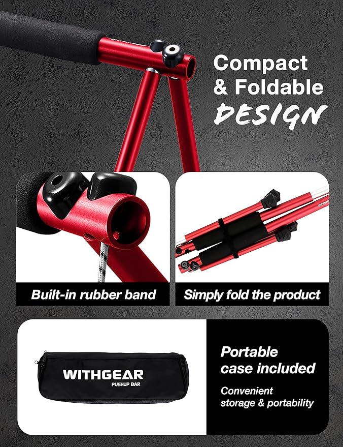 Push Up Bar – Folding Dip Bar for Home Workout, Lightweight & Portable Strength Training Equipment for Men & Women, Indoor & Outdoor Use (Hawk)