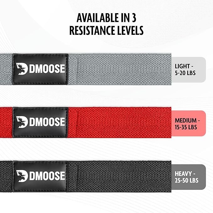 DMoose Fitness Fabric Resistance Bands for Full Body Exercises - Non-Slip Thick Cloth Stretch Band for Squats, Lunges & Bicep Curls - Long Resistance Bands for Working Out - Booty Band for Men & Women