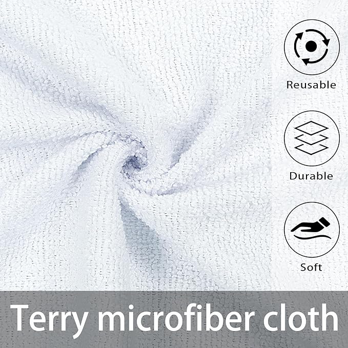 Greenfound Microfiber Cleaning Cloth Roll -80 Pack, 11.5x11.5, Tear Away Towels, Reusable and Washable Rags, White