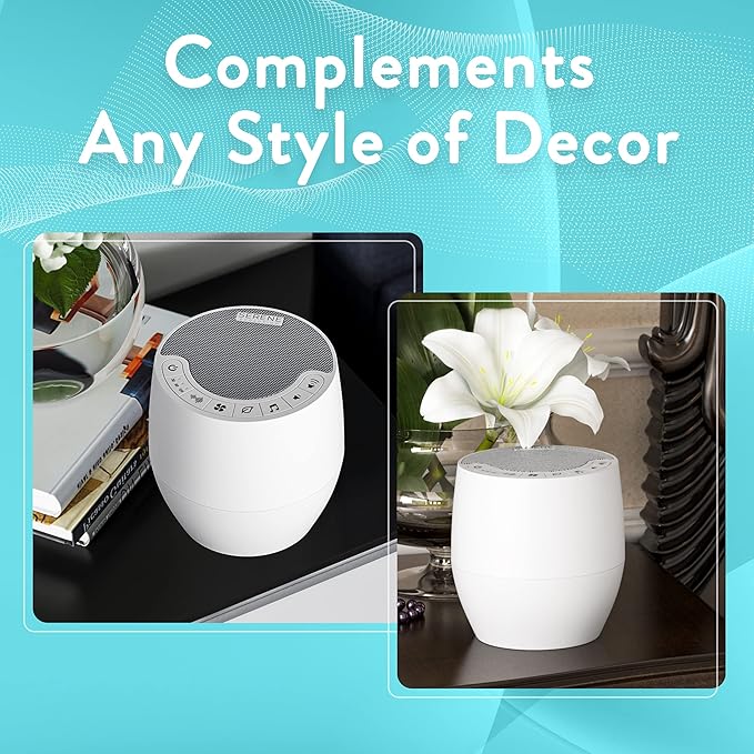 Serene Evolution White Noise Machine with 60 Soothing Sounds - Sound Machine for Adults and Baby - Noise Cancelling Sleep Music Machine with Remote Control - Ideal for Office Privacy - Black