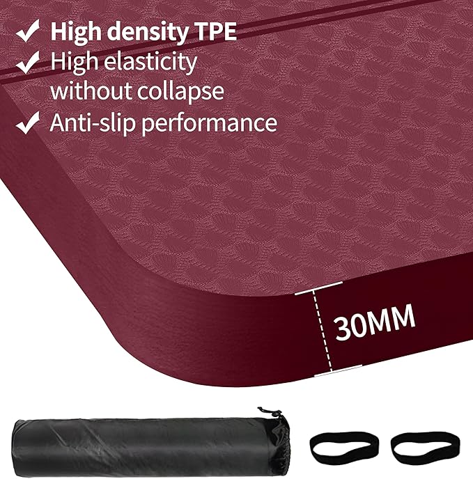 nuveti Large Exercise Mat - 15mm/20mm/30mm Thick Yoga Mat | Workout Mat for Fitness, Yoga, Pilates, Stretching & Floor Exercises for Women & Men with Free Carrying Bag
