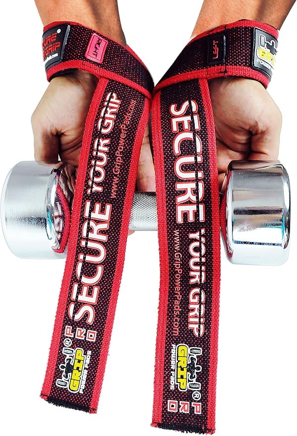 PRO Level Cotton Lifting Straps with Neoprene Wrist Pad Support & Silicone Grip Enhancement - Up to 24" Long Weightlifting Straps & 2" Wide for Maximum Support by Grip Power Pads