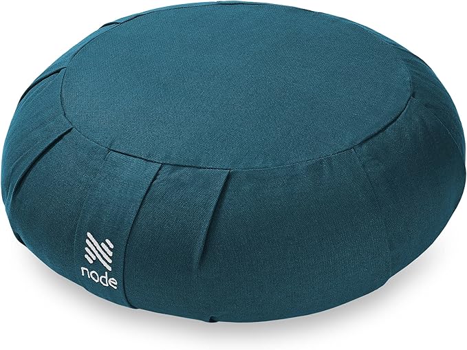 Zafu Meditation Cushion, 15" Round Buckwheat Yoga Pillow with Organic Cotton Cover