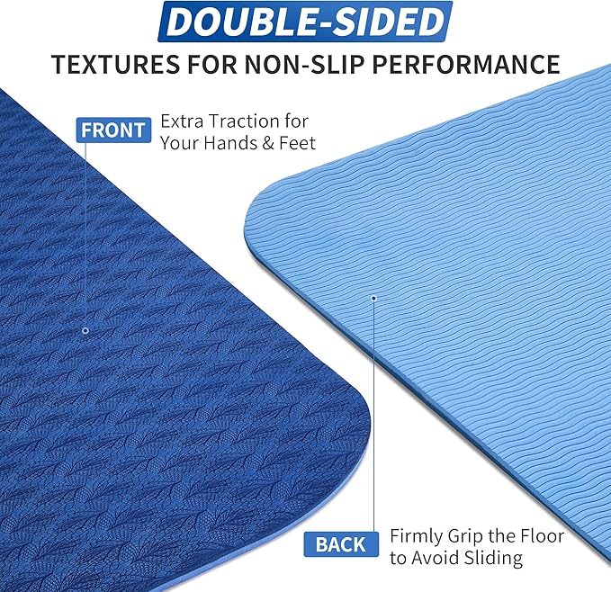 CAMBIVO Yoga Mat for Women Men Kids, 1/3 & 1/4 & 2/5 Inch Extra Thick Yoga Mat Non Slip, 72" x 24" TPE Yoga Mats, Workout Mat with Carrying Strap for Yoga, Pilates and Floor Exercises