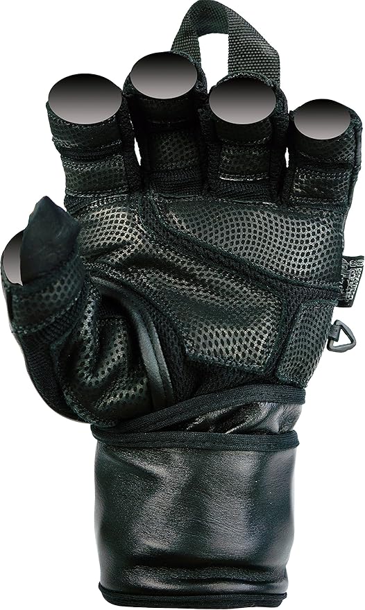 Epic Leather Gym Gloves with Built in 2" Wide Wrist Wraps Grip & Design for Weightlifting Power Lifting Bodybuilding & Strength Training Workout Exercises