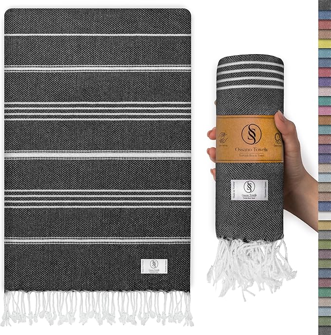 Turkish Beach Towel Absorbent & Quick Dry Oversized (39" x 71") - Decorative, Versatile and Functional as Gym, Travel and Bath Towels, Outdoor, Beach, Picnic Blanket - Antest Grey