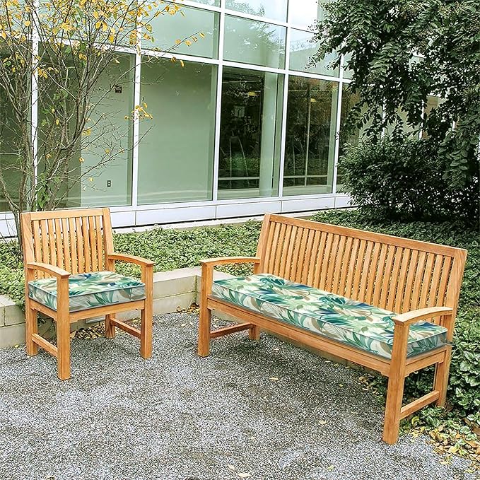 Outdoor Bench Cushion 45x18x3 Inch, Bench Furniture Cushion for Loveseat Sofa Couch Bench Garden Porch Glider, Lush Leaf Green