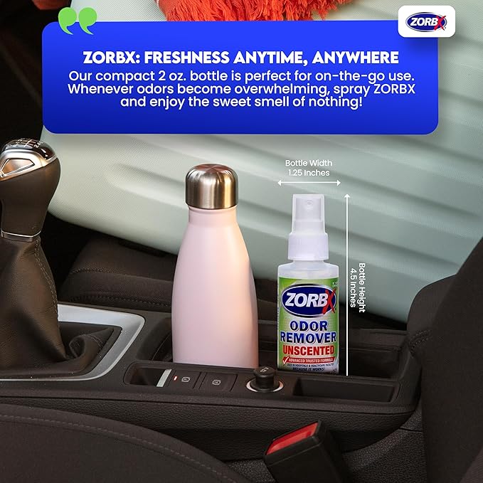 ZORBX Unscented Odor Eliminator for Strong Odor 2 Fl Oz, Pack of 1 - Used in Hospitals & Healthcare Facilities - Advanced Formula, Fast-Acting Odor Remover Spray for Dog, Cat, House & Carpet