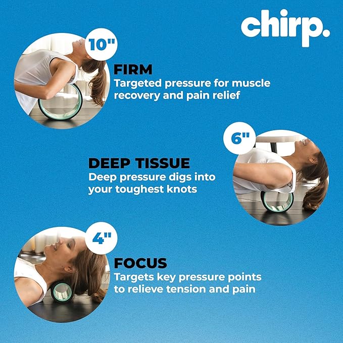 Chirp Wheel Foam Roller – Targeted Back & Neck Relief, Lumbar Spine Stretcher, Spinal Decompression Back Stretcher, Massage Roller with Density Foam for Physical Therapy, Supports 500lbs, 3-Pack Mint