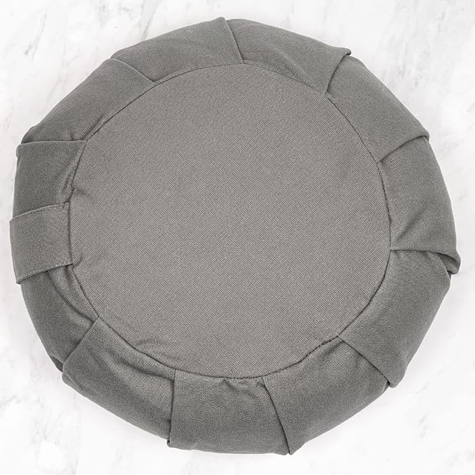 Myga Zafu Yoga Meditation Cushion with Washable Cover - Floor Cushion Pillow with Natural Buckwheat Filling - Soft Round Cotton Design for Meditating or Pranayama Exercises