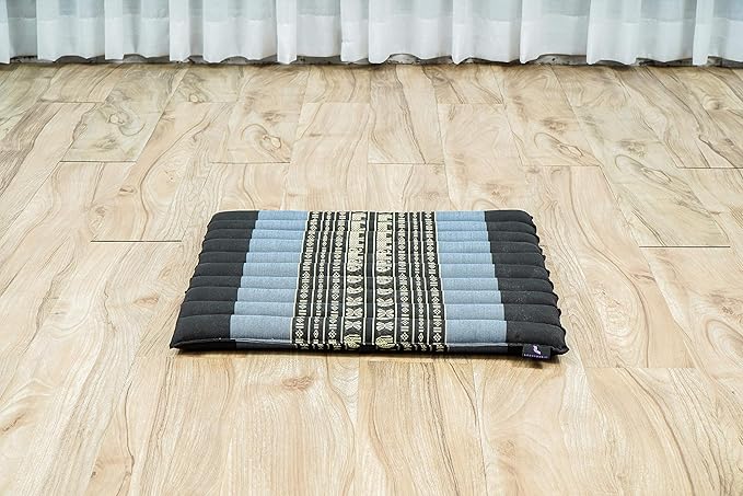 Leewadee Meditation Cushion Set – 1 Small Zafu Yoga Pillow and 1 Small Roll-Up Zabuton Mat Filled with Kapok