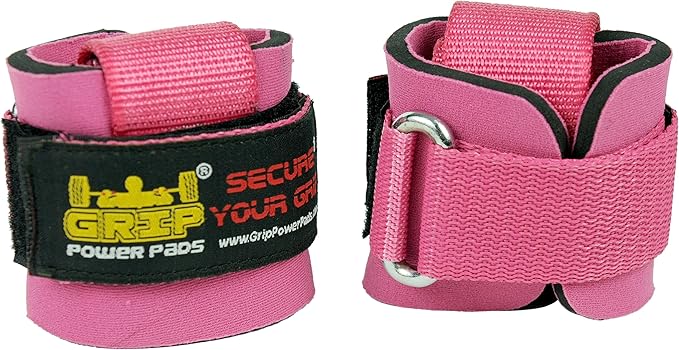 Heavy Duty Lifting Straps Neoprene Padded 1 Pair Wrist Wraps & Rubbery Grip Support Straps with Cotton Coated Rubber on One Side