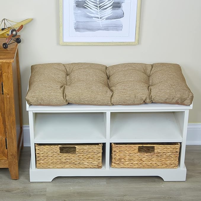 Klear Vu The Gripper Omega Non-Slip Tufted Bench Cushion for Indoor Furniture, Entryway Storage, Bay Window, Corner Nook or Piano Seat, 33 Inches, 06 Gold