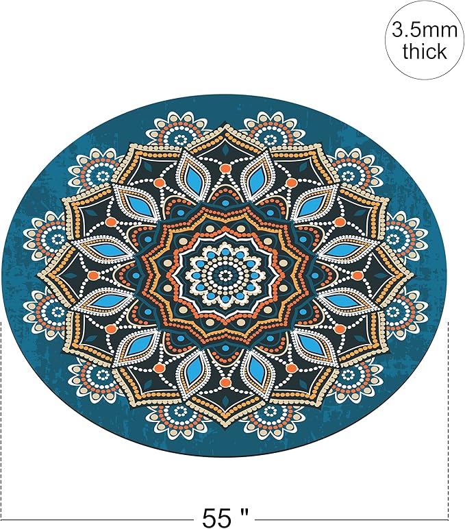 Round Meditation Pilates Yoga Mat Luxury Suede Large Yoga Mat Natural Rubber Non-Slip Base is ery Suitable for Meditation, Stretching, Yoga Environmental Protection, Fitness Exercise, Home and Outdoor. 140CM Diameter