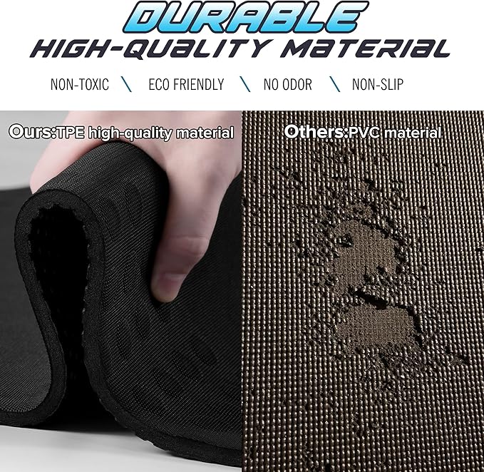 JELS Extra Thick Yoga Mat, 2/5 inch, Ergonomic 3D Non Slip Design, SGS Certified TPE Material, Yoga Mat for Men Women with Carrying Strap,Exercises Mat for Yoga, Pilates and Floor Workout(72"x26")…