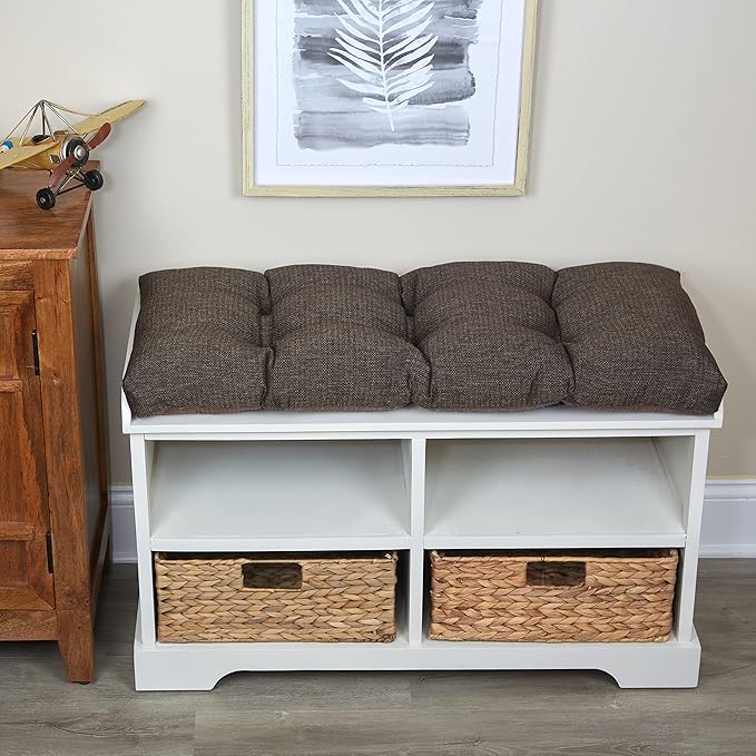 Klear Vu The Gripper Omega Non-Slip Tufted Bench Cushion for Indoor Furniture, Entryway Storage, Bay Window, Corner Nook or Piano Seat, 33 Inches, 05 Chestnut