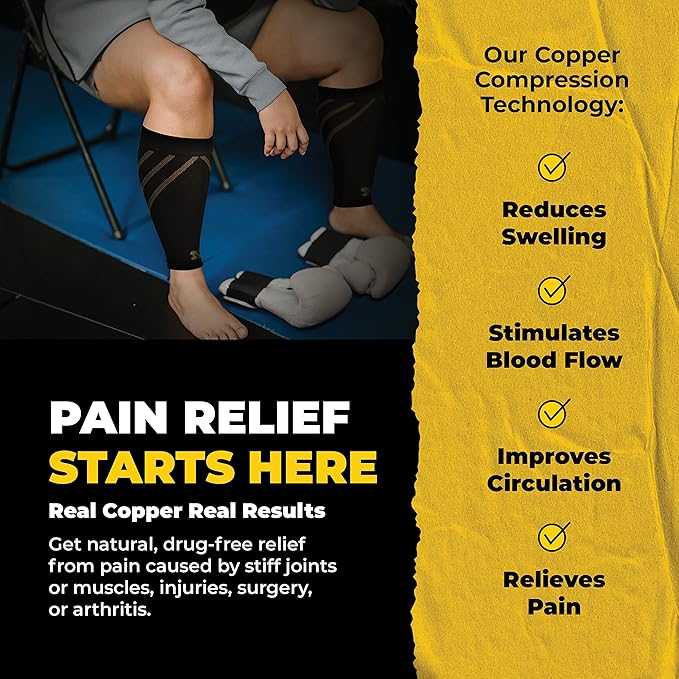 CopperJoint Wide Calf Compression Sleeve Men - Compression Calf Sleeve Women, Leg Sleeves for Men, Knee and Legs Sleeves Support for Runners, Basketball, Workout, Sports, 20-30mmHg - 4X-Large