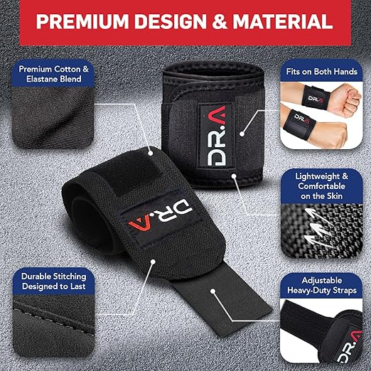 Dr. Arthritis Doctor Developed Wrist Brace, Wrist Wraps for Tendonitis, Hand Support, Ideal for Fitness, Weightlifting (Pair)