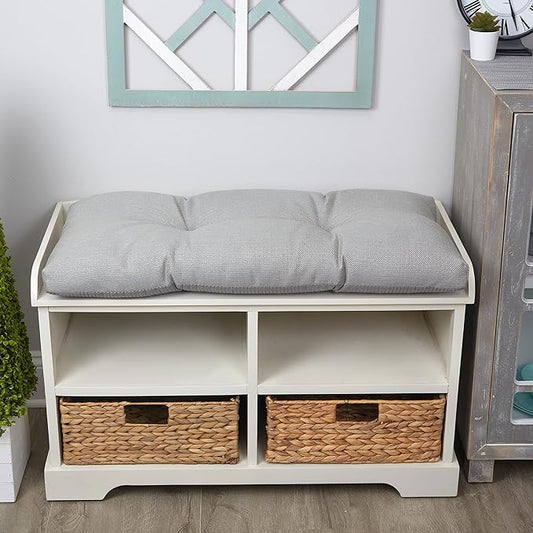 Klear Vu The Gripper Omega Non-Slip Tufted Bench Cushion for Indoor Furniture, Entryway Storage, Bay Window, Corner Nook or Piano Seat, 30 Inches, 04 Gray