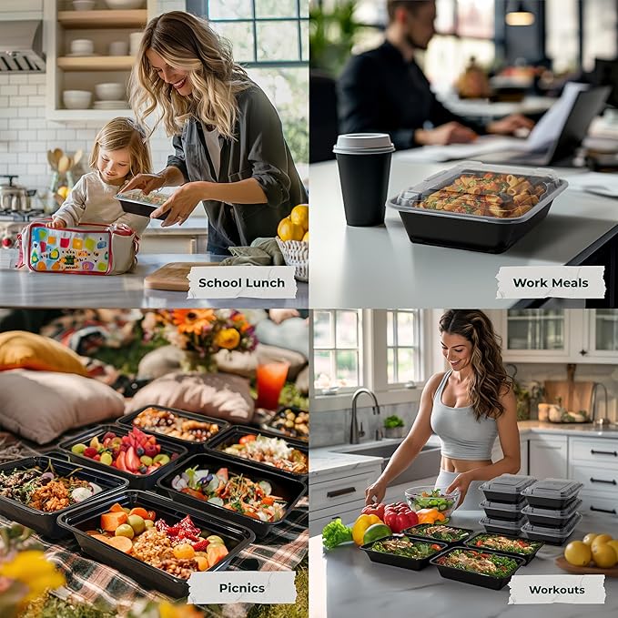 Enther Meal Prep Containers 20 pack 1 Compartment with Lids, Food Storage Bento BPA Free | Stackable | Reusable Lunch Boxes, Microwave/Dishwasher, Freezer Safe,Portion Control (28 oz)