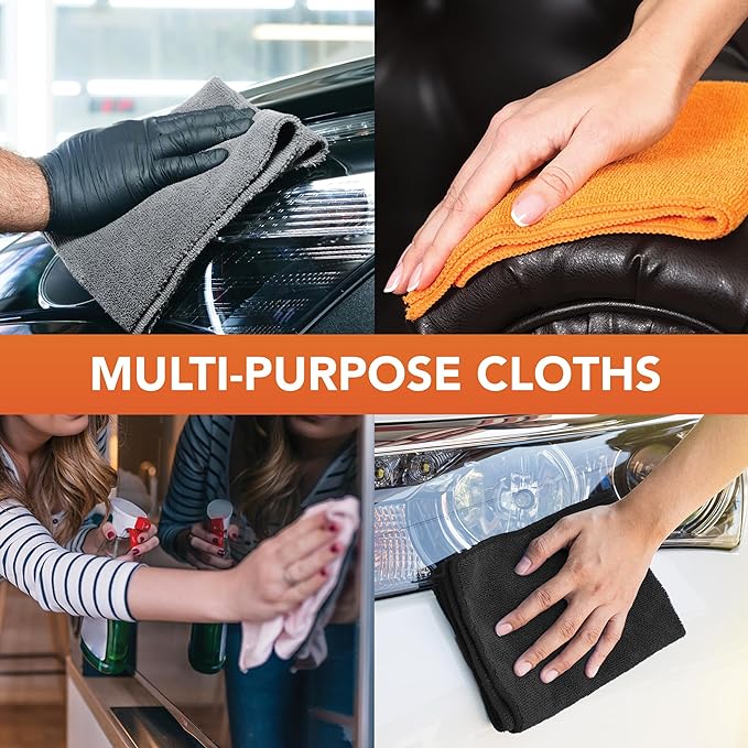 Arkwright Microfiber Cleaning Cloths - (Pack of 12) Lint & Streak-Free Drying Wash Towels, 320 GSM Super Absorbent & Quick Dry, Perfect Cleaner for Car, Glass, and Window, 12 x 12 in, Blue