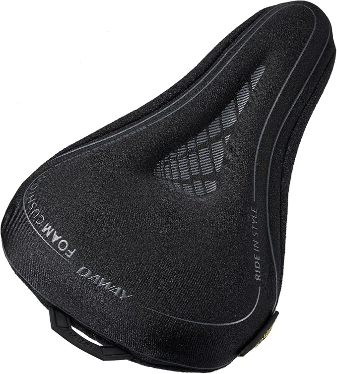 DAWAY Comfortable Bike Seat Cover - C3 Soft Gel & Memory Foam Padded Bike Seat Cushion for Women Men Seniors, Comfort, Fits for Peloton, Stationary, Exercise, Mountain and Cruiser Bicycle Saddles