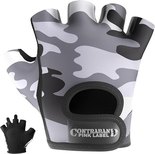 5217 Women's Design Series Camo Print Lifting and Rowing Gloves (Pair) - Lightweight Vegan Medium Padded Microfiber Amara Leather w/Griplock Silicone