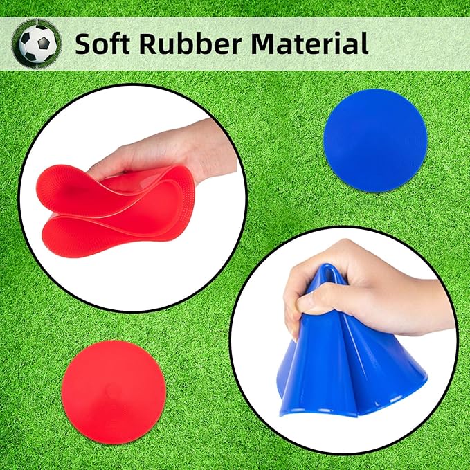 Spot Markers 18 Pcs 9 Inch 10 Inch Non Slip Rubber Agility Markers for Football, Basketball Training Markers,School Activities, Exercise Drills