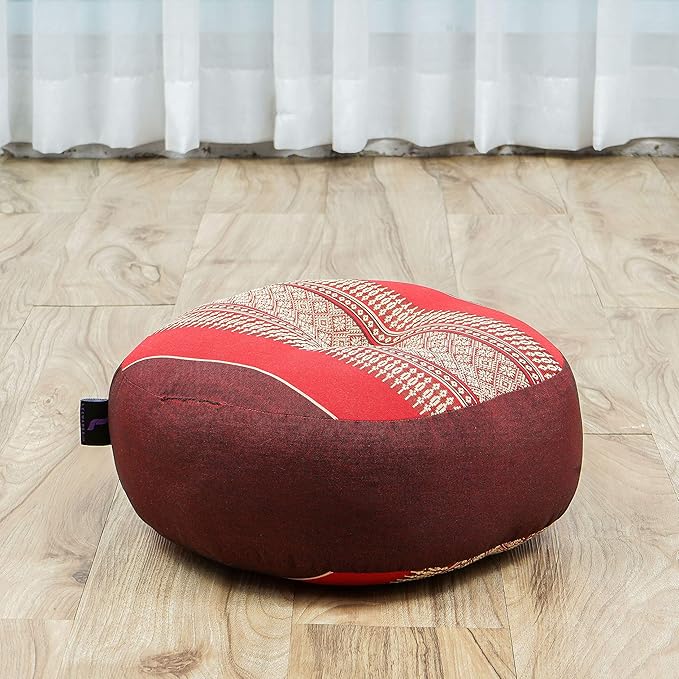 Leewadee Meditation Cushion Set – 1 Small Zafu Yoga Pillow and 1 Small Roll-Up Zabuton Mat Filled with Kapok