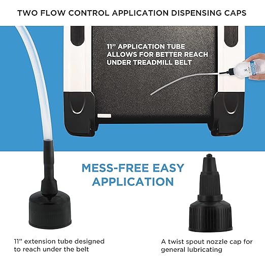 100% Silicone Treadmill Lubricant for Belt Maintenance - 4oz Bottle, Dual Applicators for Easy Lube Application - Extends Life, Smooths Operation