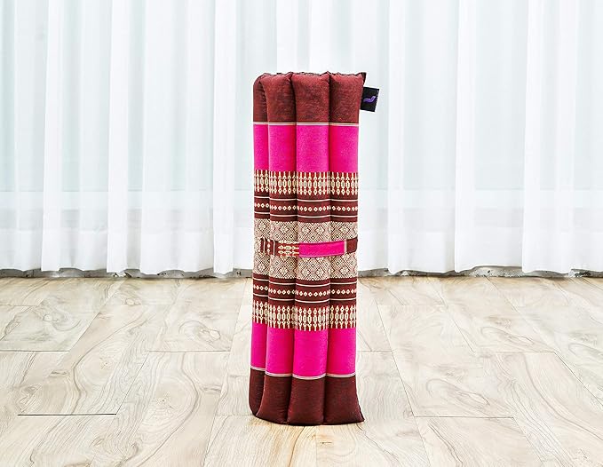 Leewadee Meditation Cushion Set – 1 Small Zafu Yoga Pillow and 1 Small Roll-Up Zabuton Mat Filled with Kapok