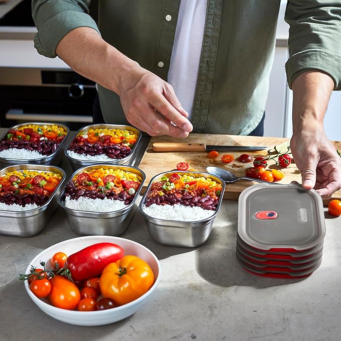 BLACK + BLUM Lunch Box Set - Meal Prep Containers Reusable for Picnic & Camping - Microwavable Stainless Steel Lunch & Dinner Food Storage Box - Leak Proof Lid - Dishwasher & Oven Safe - Medium 30oz