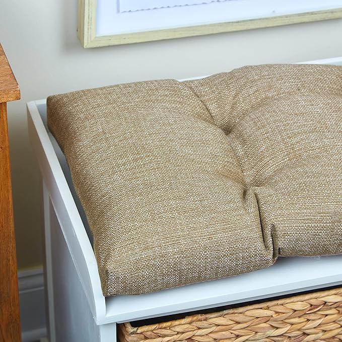 Klear Vu The Gripper Omega Non-Slip Tufted Bench Cushion for Indoor Furniture, Entryway Storage, Bay Window, Corner Nook or Piano Seat, 33 Inches, 06 Gold