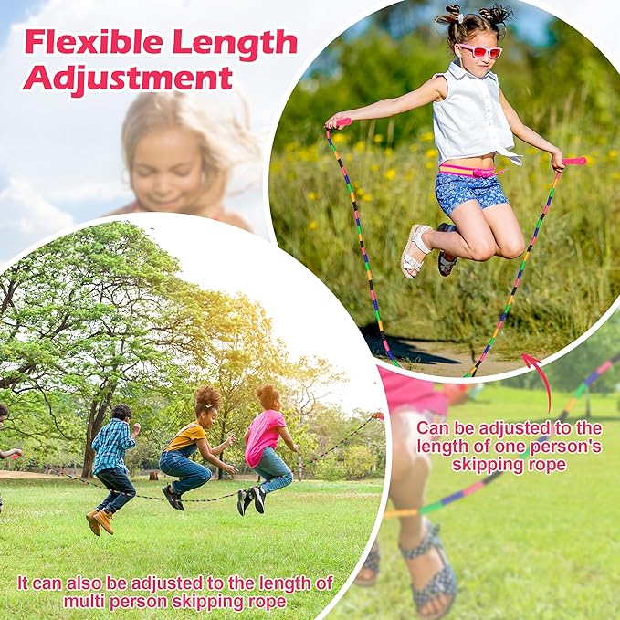 Coolrunner 16 FT Long Jump Rope(4 PACK), Double Dutch Jump Ropes Soft Beaded Skipping for Kids Adults Plastic Segmented Long Enough for 4-5 Jumpers