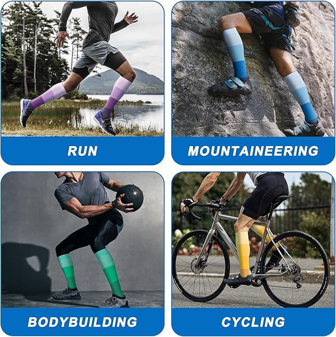 fenglaoda 8 Pairs Compression Socks for Men & Women 20-30 mmHg Knee High Nurse Pregnant Running Medical and Travel Athletic