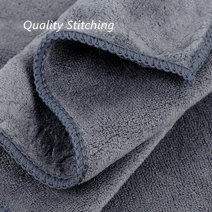 JML Bath Towels 2 Pack, Oversized Microfiber Bath Towel Set 30" x 60", Extra Large, Soft and Super Absorbent for Hair Wrap, Beach, Pool, Sport - Grey Floral Pattern