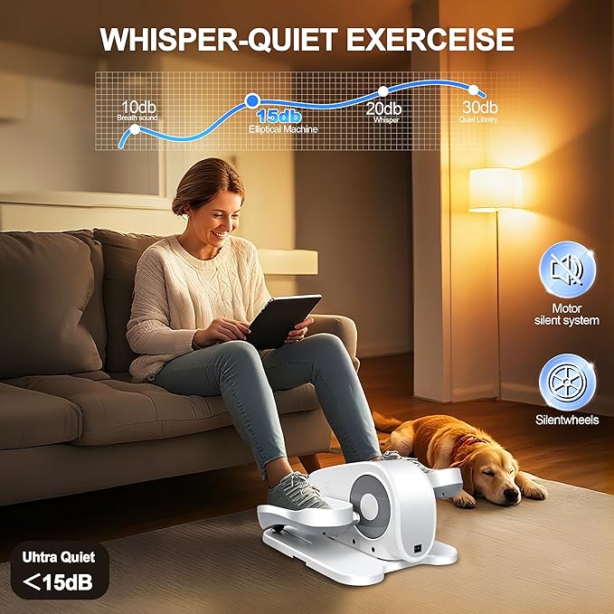 Under Desk Elliptical Machine-Elliptical Exercise Machine,Portable Silent Elliptical Machine for Seniors with Remote Control,12 Speeds & Mute Function,Manual & Auto Mode