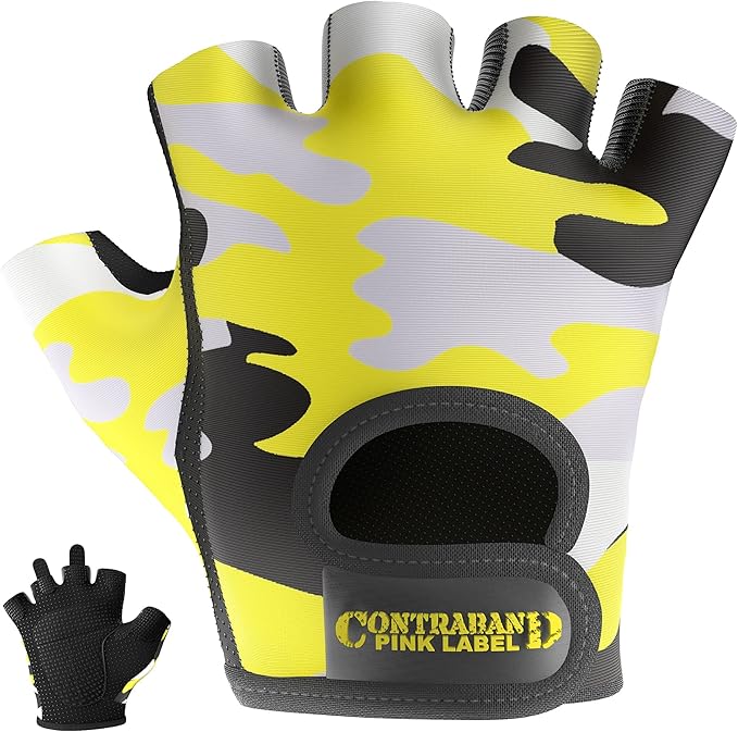 5217 Women's Design Series Camo Print Lifting and Rowing Gloves (Pair) - Lightweight Vegan Medium Padded Microfiber Amara Leather w/Griplock Silicone