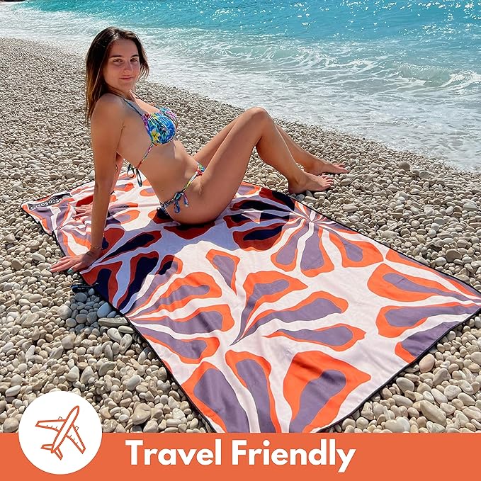ECCOSOPHY Microfiber Beach Towel - Sand Free Towels are Quick Dry, Light Weight, Super Absorbent - Perfect Pool, Travel, Cruise, Camping Essentials - Oversized Extra Large for Adults 71x35 in
