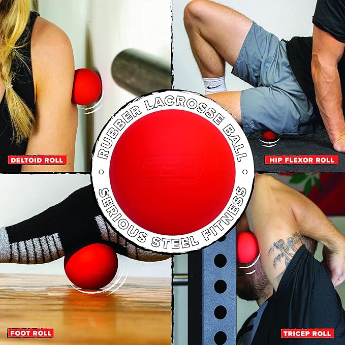SERIOUS STEEL FITNESS Massage Ball - Deep Tissue Muscle Knot Release Tool - Back, Legs, Shoulders, and More (Red Lacrosse Ball)