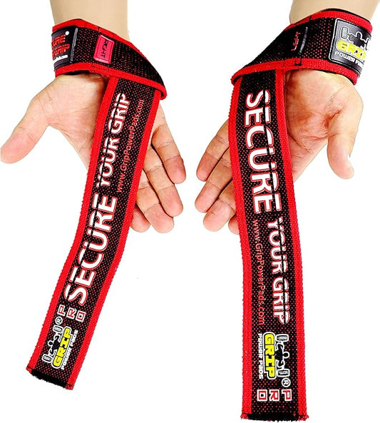 PRO Level Cotton Lifting Straps with Neoprene Wrist Pad Support & Silicone Grip Enhancement - Up to 24" Long Weightlifting Straps & 2" Wide for Maximum Support by Grip Power Pads
