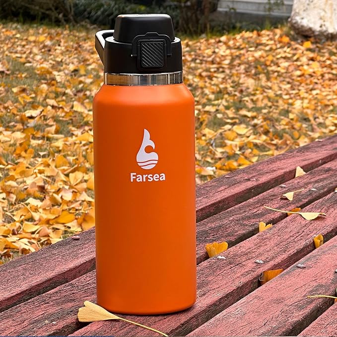 Farsea Insulated Water Bottle, Leak Proof Locking Lid with Soft Silicone Spout, Stainless Steel,Leak Proof, Double Walled Vacuum Insulated, BPA-Free, 24 Hr Cold, Wide Mouth, Sports & Travel Bottle