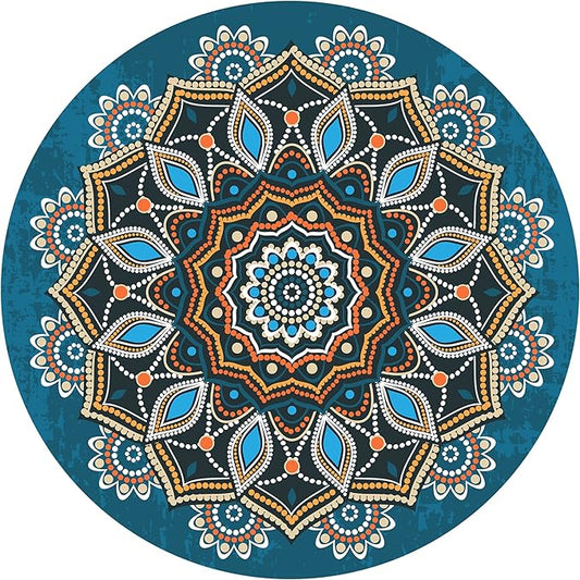 Round Meditation Pilates Yoga Mat Luxury Suede Large Yoga Mat Natural Rubber Non-Slip Base is ery Suitable for Meditation, Stretching, Yoga Environmental Protection, Fitness Exercise, Home and Outdoor. 140CM Diameter