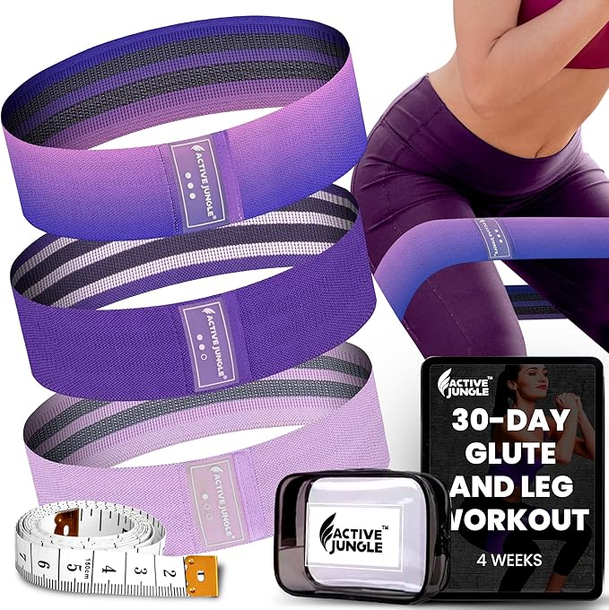 Premium Fabric Resistance Bands for Glutes & Legs – Set of 3 | Non-Slip, Elastic, Durable, Includes Travel Bag, Workout Guide & Digital Challenges