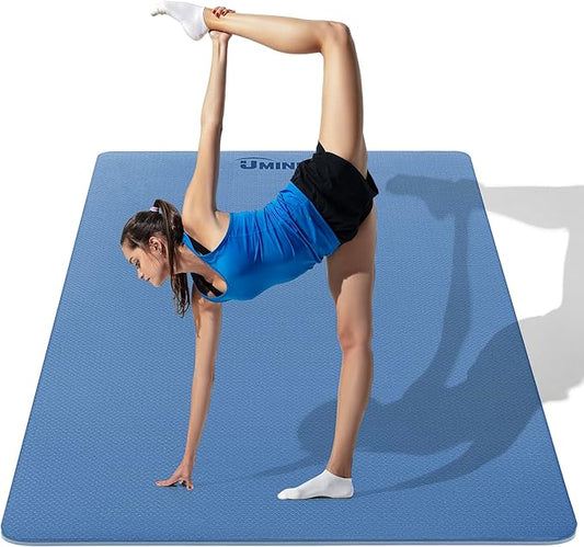 UMINEUX Large Yoga Mat for Men and Women 1/4 & 2/5 Inch Extra Thick TPE Fitness Mat for Home Gym Workout, Non-Slip, Eco Friendly Exercise Mat for Yoga, Pilates, Stretching, Meditation