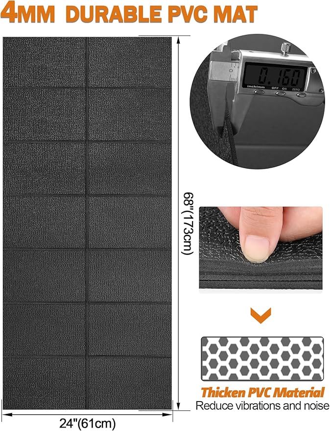 Treadmill Mat, 5'x2.5'/5.6'x2'/6.5'x3'/8'x3',6mm Thickness Exercise Equipment Mat for Carpet Hardwood Floors, Compatible with Walking Pad,Spin Bike,Elliptical Trainer,Rowing Machine