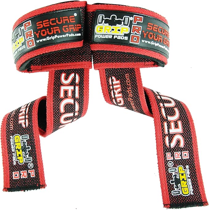 PRO Level Cotton Lifting Straps with Neoprene Wrist Pad Support & Silicone Grip Enhancement - Up to 24" Long Weightlifting Straps & 2" Wide for Maximum Support by Grip Power Pads