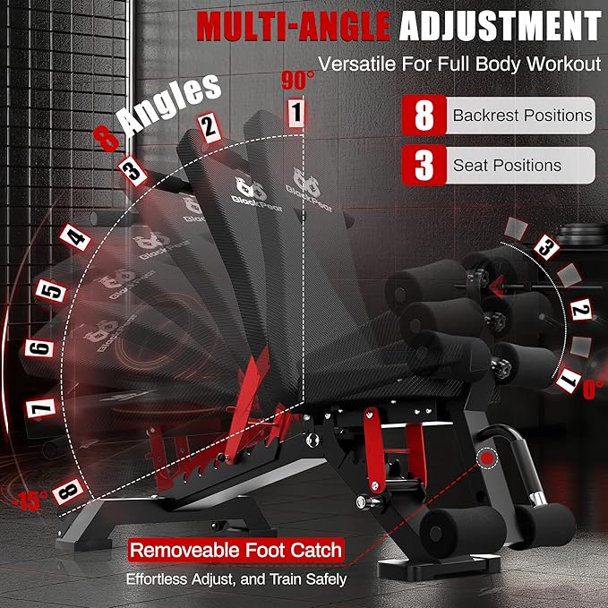 Adjustable Weight Bench - Foldable Workout Bench for Home Gym, PRO Heavy Duty 1300lb Capacity Full Body Strength Training with 8-Level Incline/Flat/Decline Positions & Space-Saving