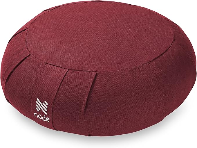 Zafu Meditation Cushion, 15" Round Buckwheat Yoga Pillow with Organic Cotton Cover